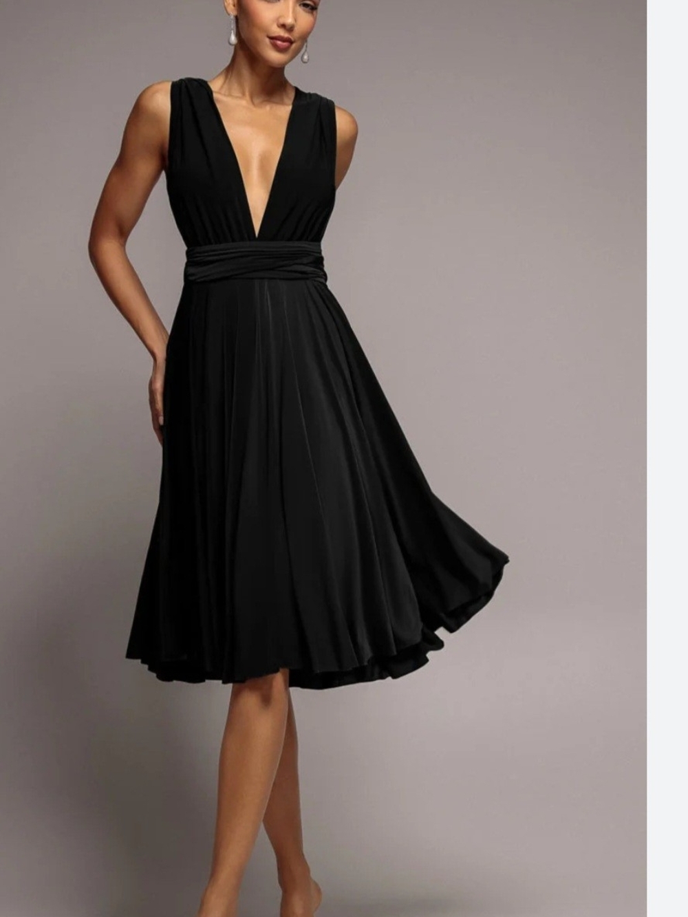White House Black Market Black V-Neck Fit-and-Flare Dress